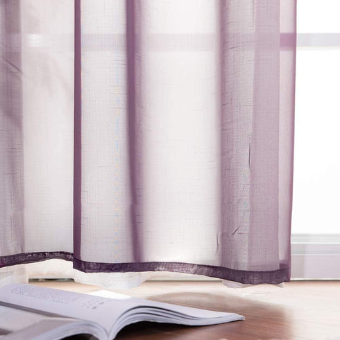 MIULEE 2 Panels Solid Color Plum Purple Sheer Curtains Elegant Grommet Window Voile Panels/Drapes/Treatment for Bedroom Living Room (54X84 Inch?Pl...