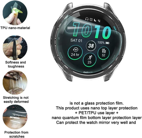 Smartwatch Screen Protector Compatible for Garmin Forerunner 265S Case TPU Soft Frame Cover and Not Forerunner 265s Tempered Glass Protective Film...