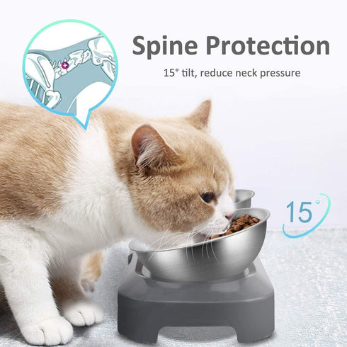 Stainless Steel Cat Food Bowl, 15-Angle, Ergonomic Design Reduces Vomiting...