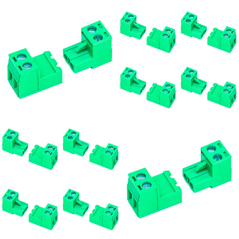 15 Set 5.08mm 2 Pin Male & Female Phoenix Type Connector No Soldering Green PCB Screw Terminal Block 2 Pole...