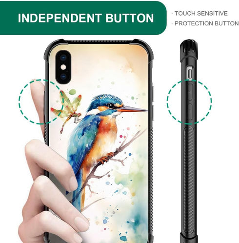 CARLOCA Compatible with iPhone XR Case, for Girls Women Boys Men Young,Watercolor Bird Dragonfly Pattern Design Shockproof Anti-Scratch Case for i...