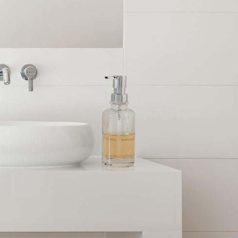 Oggi 12oz Round Glass Lotion and Soap Dispenser for Kitchen or Bath-Clear...