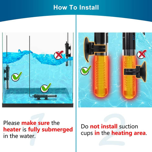 Aquarium Heater Adjustable 25W Submersible Fish Tank Heater with Electronic Chip Thermostat Suitable for Marine Saltwater and Freshwater...