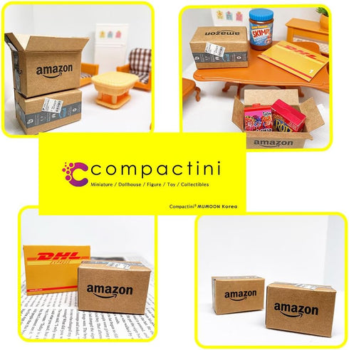 Miniature Set Shopping Mall Shipping Boxes 8P(Unfolded) 1:12 Scale Models Dollhouse Accessory Prime Shipping Box Miniature...