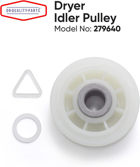 279640 Dryer Idler Pulley Replacement Part By DR Quality Parts - Exact Fit for Whirlpool & Kenmore Dryer - Replaces 697692, AP3094197, W10468057
