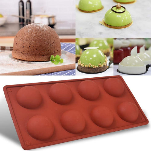 Newk 8 Holes Half Sphere Silicone Mold, 3 Packs 8-Cavity Half Sphere Mold for Hot Chocolate Bomb, Cakes, Jelly, Pudding, Dome Mousse...