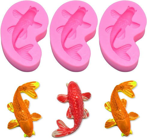 Small Size Koi Fish Fondant Mold (2.5"x1.4")- MoldFun Carp Fish Sugar Craft Silicone Mold for Cake/Cupcake Decorating, Gum Paste, Polymer Clay...