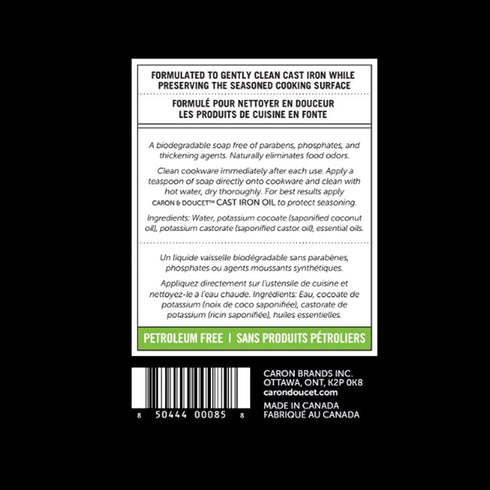 Caron & Doucet - Cast Iron Cleaning Soap | 100% Plant-Based Soap | Best for Cleaning, Restoring, Removing Rust and Care Before Seasoning | For Ski...