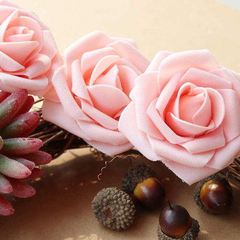 AmyHomie Artificial Flower 50pcs Real Looking Fake Roses w/Stem for DIY Wedding Bouquets Centerpieces Arrangements Party Baby Shower Home Decorati...