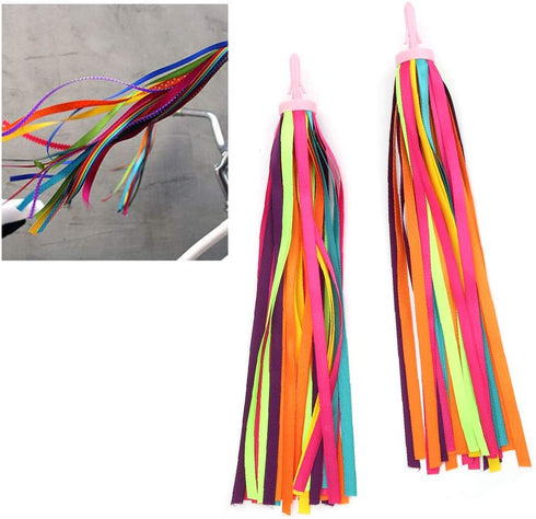 Pssopp 1 Pair Kid's Rainbow Bike Streamers Childrens Bike Streamers Grips Tassels Kids Bike Accessories(Multi Color)...