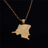 18K Democratic Republic of The Congo National Map Gold Plated DRC Kinshasa Pendant Necklace...