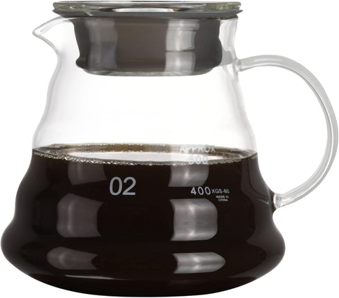 Vdomus Pour Over Coffee Maker - 500ml Glass Coffee Pot - Portable Dripper - 5''H French Style Manual Coffee Brewer with Strainer (Without Stainles...