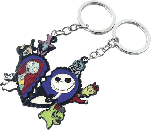 2 PCS Halloween Nightmare before Christmas Horror Keychain, Jack Sally Zero The Dog Oogie Boogi Key Chain for Women and Men...