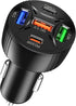 Tomorotec 65W Total, 5-Port USB C Car Charger Adapter Fit for iPhone, Samsung Galaxy, iPad, MacBook, Dash Cam - Multi-Port USB A/C with PD 30W QC ...