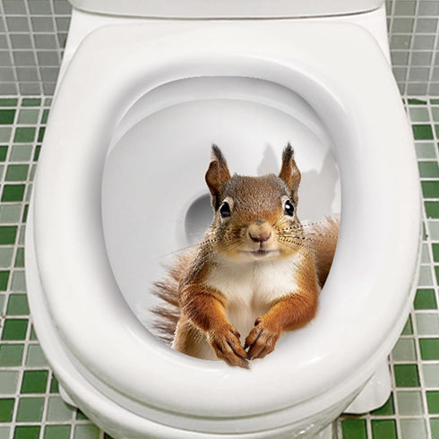1Pcs 3D Cartoon Squirrel Toilet Sticker Creative Squirrel Toilet Lid Decal Funny Toilet Seat Lid Sticker Novelty Toilet Seat Decals Waterproof Sel...