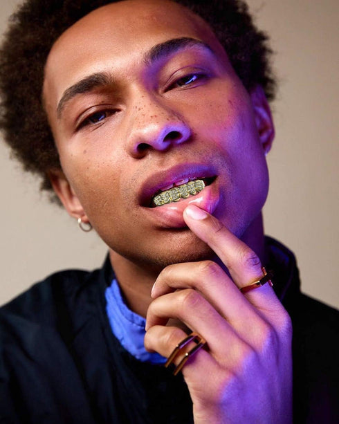 TOPGRILLZ Gold Poker Grills for Your Teeth for Men & Women, 18K Gold Plated Brass, Heart, Unisex, Hip Hop Faux Diamond Grillz Teeth Jewelry, Party...