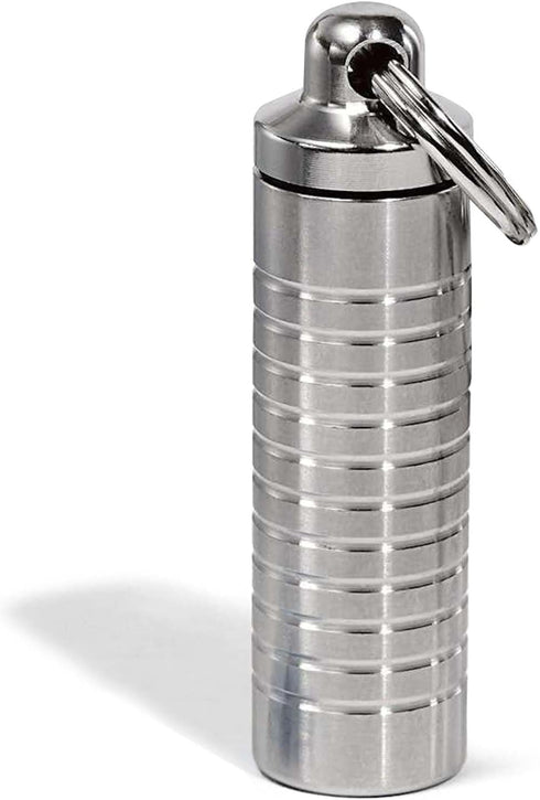 Slim Single Chamber Keychain Pill Holder, Stainless Steel Pill Keychain Container, Waterproof Pill Case, Compact with Customizable Chambers, Store...