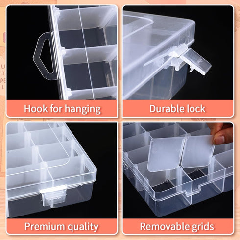 ZANZANYUHANG 36 Grids Clear Plastic Organizer Box, Craft Organizers and Storage, Bead Organizer with Adjustable Dividers, Jewelry Organizers and S...