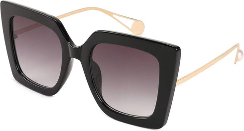 FEISEDY Sunglasses Womens Trendy, Oversized Square Shades, Pearl Inlay Cat Eye Frame UV400 Protection B2625...