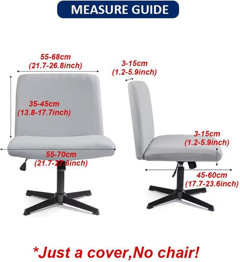 MINGPINHUIUS Armless Adjustable Chair Cover: Accent Vanity Chair Cover Mid Back Wide Slipper Chair Office Desk Swivel Chair,for Living Room Bedroo...