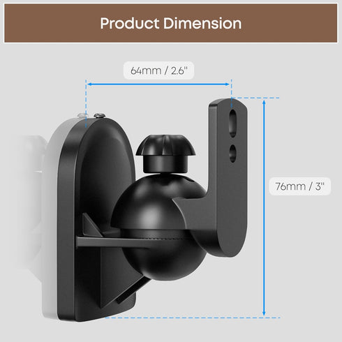 PUTORSEN Speaker Wall Mount, Black, 2 Pack, Swivel and Tilt, Holds up to 7.7 lbs...