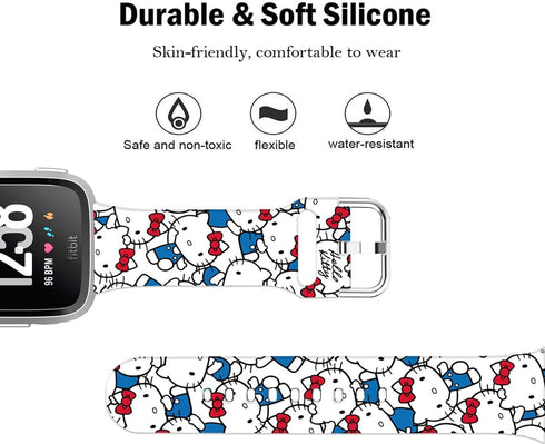 Hello Ki Sweet Blue Bands Compatible with Fitbit Versa 2/Versa/Versa Lite/Versa SE Band Fancy Soft Sport Silicone Cartoon Holiday Strap Men Women...