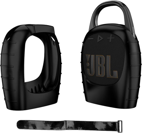Silicone Cover Case for JBL Clip 5 Portable Mini Bluetooth Speaker,for JBL Clip 5 Travel Carrying Skin Sleeve Sheell Bag Accessories w/Tie Tape(Bl...