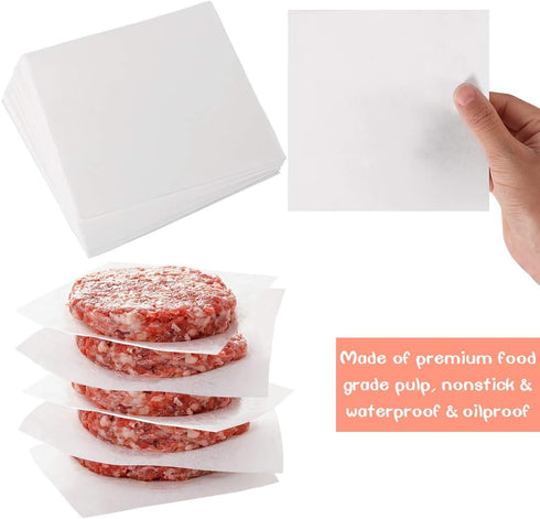 Square Patty Paper 5.5x5.5 Inch, Set of 300, Non Stick Patty Paper Sheets for Burger Press, Patty Serperate and Cake Baking,Freezing and Caramel C...