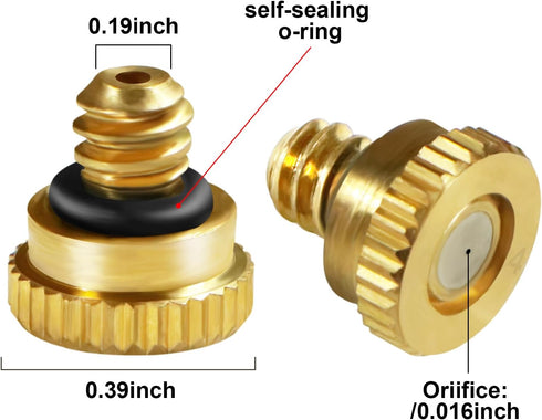 Brass Misting Nozzles for Garden Cooling System 0.016" (0.4 mm) 10/24 UNC (22 PCS) (0.016'')...