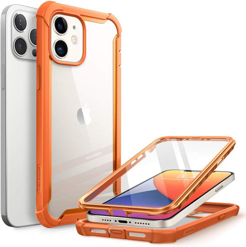 i-Blason Ares Case for iPhone 12, iPhone 12 Pro 6.1 Inch (2020 Release), Dual Layer Rugged Clear Bumper Case with Built-in Screen Protector (Orang...