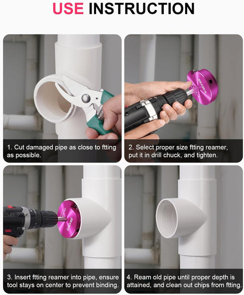 Kolvoii 3/4 Inch PVC Pipe Reamer, PVC Fitting Saver for SCH 40, Plastic Pipe Fitting Reamer, Pipe Reamer Suit for Water Lines, Drain Lines, Vent L...