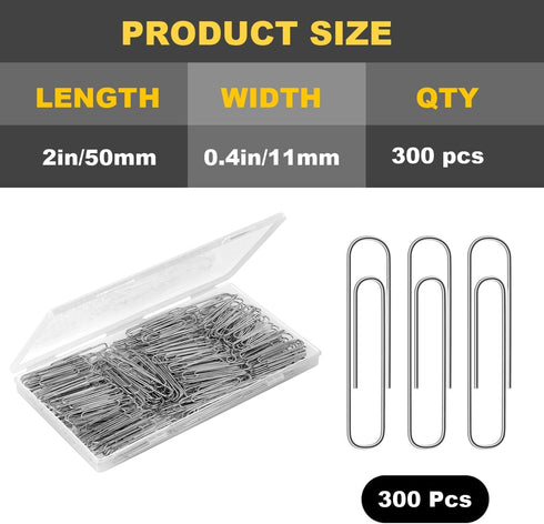 300 Pcs Paper Clips,2 Inch Large Silver Jumbo Paperclips for Paperwork Ideal for Home, School and Office Personal Use...
