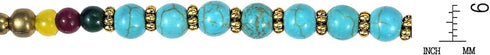 AeraVida Tribal Round Simulated Blue Turquoise Brass Beads Link Charm Anklet...