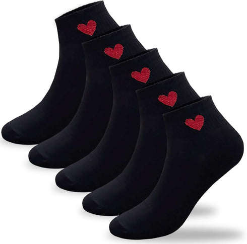 CUTIE MANGO Women's Heart Print Cotton Crew Socks Sneaker Ankle Novelty Casual Soft Cute Lovely Crazy Fun...