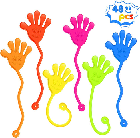 48PCS Sticky Hands Bulk Party Favors for Kids 4-8 8-12 Stretchy Sticky Hand Fidget Toys Goodie Bag Stuffers Treasure Box Toys for Classroom Prizes...