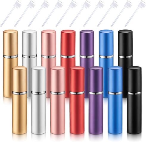 14 Pieces Travel Perfume Mini Refillable Spray Perfume Bottle Portable Perfume Bottle with 10 Pieces Perfume Refill Pump Perfume Dispenser Pump Tr...