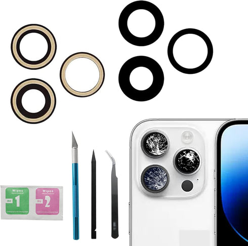 14 Pro Back Rear Camera Lens Glass Replacement for iPhone 14 Pro and iPhone 14 Pro Max Camera Glass Replacement with pre-Installed Adhesive and Re...