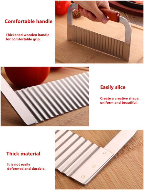 Crinkle Cutter, French Fry Cutter for Potatoes, Upgraded Stainless Steel Blade, Potato Slicer Frency Fry Crinkle Cutter Chopper Wavy Cutting Tool ...