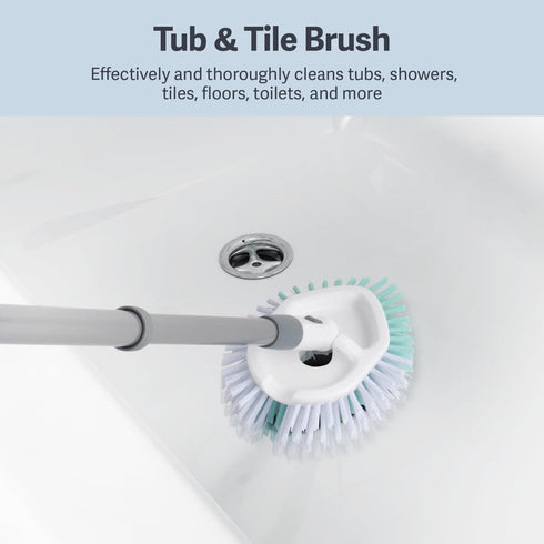 Casabella Tub & Tile Brush - Bathroom Cleaning Brush, Extendable Handle, All-Around Dual Bristles, Bristled Head, Non-Slip Grip...