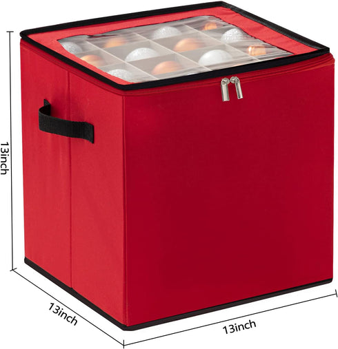 habibee Christmas Ornament Storage Box with Adjustable Dividers 600D Oxford Fabric Holiday Ornament Storage Container Stores Up to 64 Ball Ornamen...
