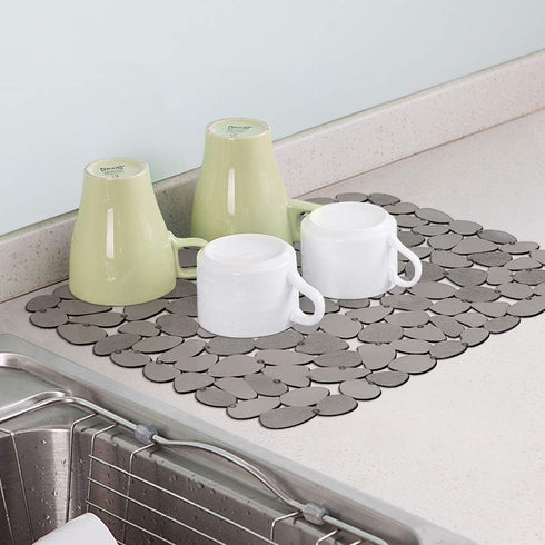 OTHWAY 2Pcs Kitchen Sink Mats, 15.8" x12" Scratch Free Sink Protector for Stainless Steel/Porcelain Sink, Pebble Design Quick Drain Dish Drying Ma...
