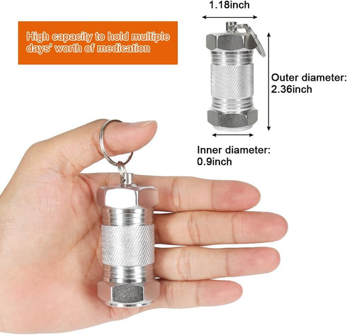Shintop 2PCS High Capacity Aluminum Container Keychain Waterproof Pill Container...