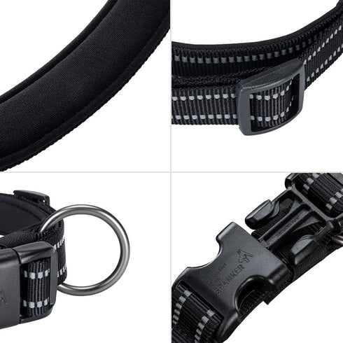 EXCELLENT ELITE SPANKER Reflective Dog Collar Classic Soft Padded Breathable Nylon Adjustable Pet Collar with Quick Release Buckle for Boy Girl Ma...