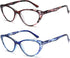 EYEURL Cat Eye Reading Glasses for Women 2 Pair Blue Light Blocking Readers 1.75 Comfort Spring Hinge Lightweight Eyeglasses Anti Glare for Ladies...