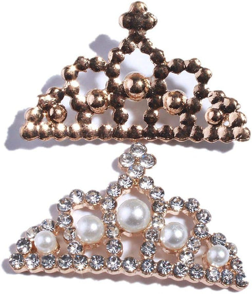20Pcs 40mm Gold Crown Crystal Rhinestone Buttons Embellishment with Flatback for Headbands Hair Accessories Flower Center Bouquet Wedding Invitati...