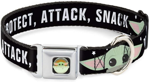 Buckle-Down Dog Collar Seatbelt Buckle Star Wars The Child Chibi Face Protect Attack Snack 15 to 26 Inches 1.0 Inch Wide,DC-SB-SWBGB-WSW184-1.0-L...