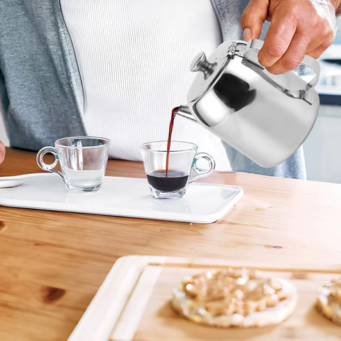 Coffee Pot Teapot, Cold Water Jug Short Spout, Teapot Stainless Steel Tea Kettle Mirror Finish Food Grade Material Spout Pour Over Round for Home ...