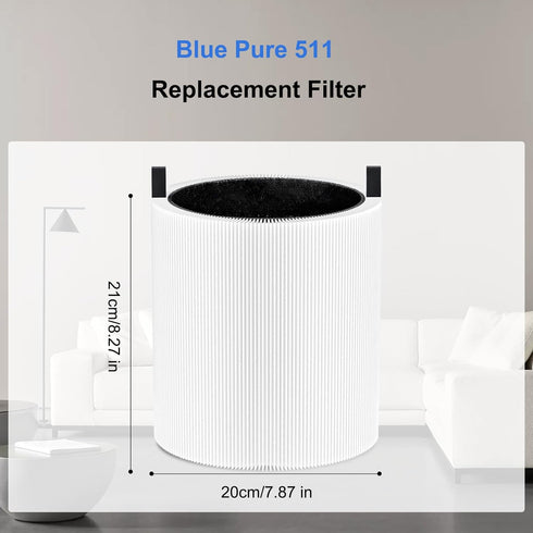 Blue Pure 511 Filter Replacement Compatible with Blueair Blue Pure 511 Air Purifier, 2 Pack Blue Air 511 Filter HEPA Particle and Activated Carbon...