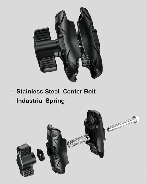 BRCOVAN Double Socket Arm High Strength Composite Short Arm Compatible with RAM Mounts B Size 1'' Ball Components & Bike Motorcycle Phone Mount Ho...