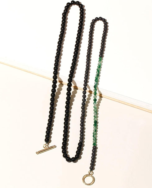 Lava Stone/Black Obsidian/Moss Agate Beaded Layered Choker Necklace for Women Essential Oil Diffuser Healing Crystals and Gemstones Necklaces...